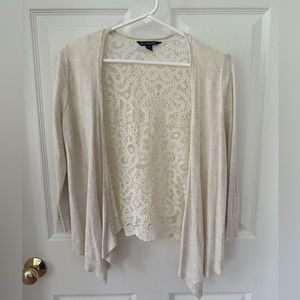 American Eagle Lace Open Front Sweater Long Sleeve Top